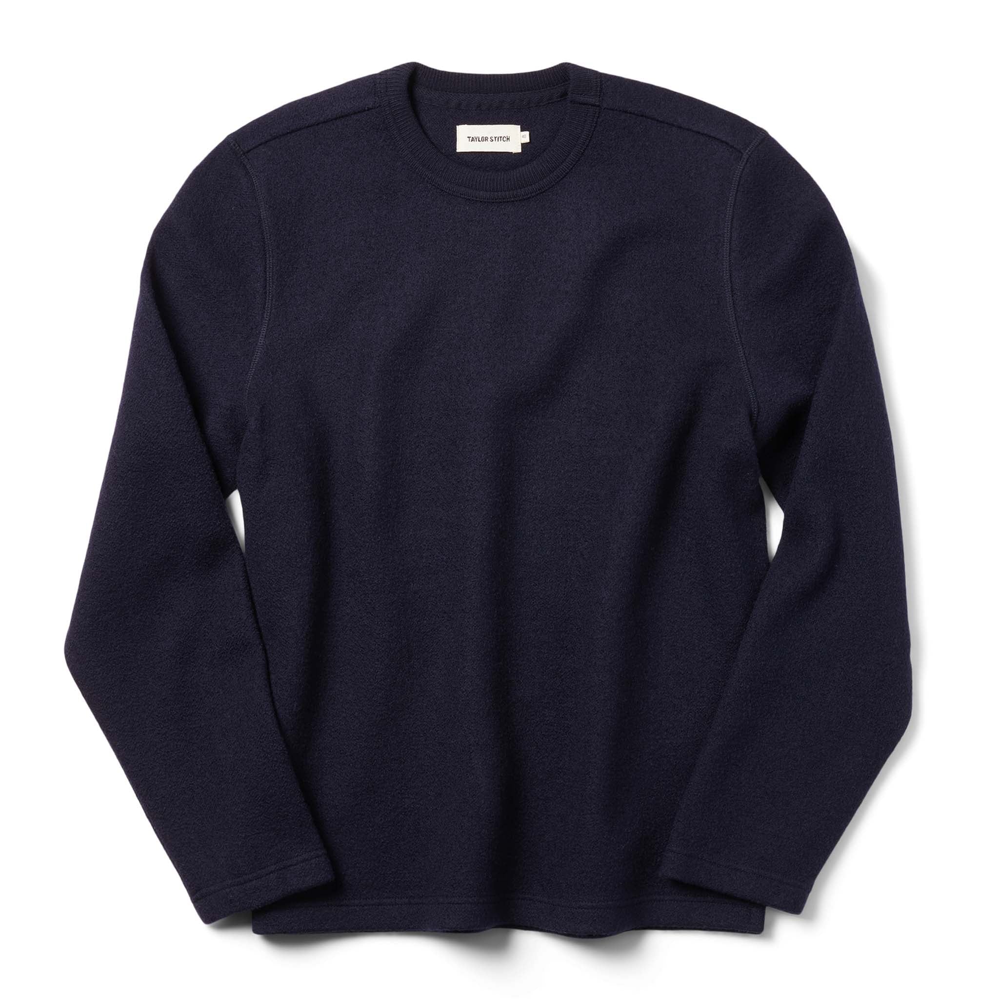 The Weekend Crewneck in Navy Boiled Wool