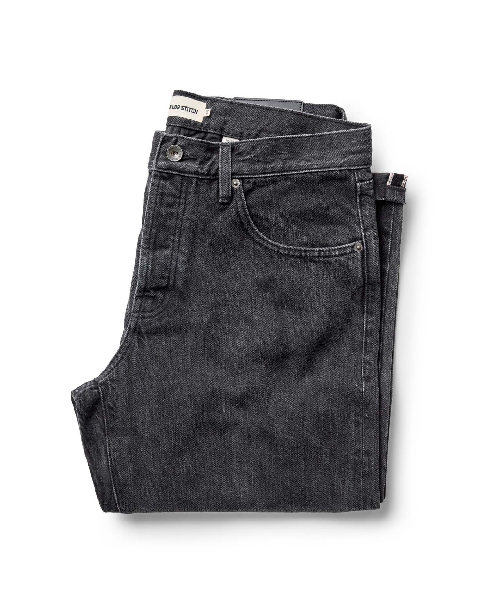 The Straight Jean in Washed Black Organic Slub Selvedge
