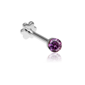 Invisible Set Rose Purple Diamond Threaded Stud Earring With Titanium Backing