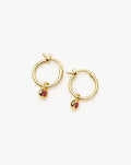 January Birthstone Mini Charm Hoop Earrings | 18ct Gold Vermeil/Garnet