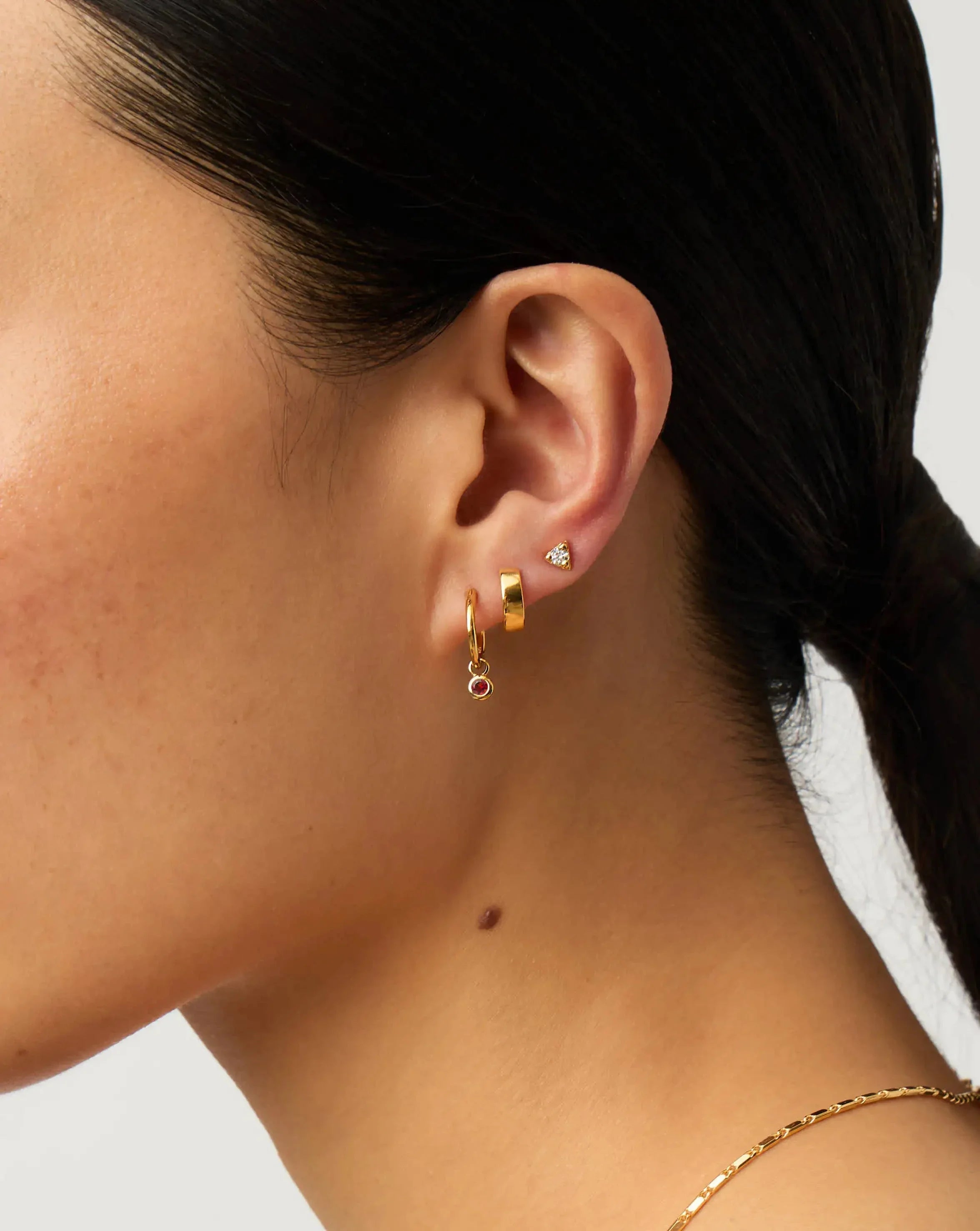 January Birthstone Necklace & Charm Earrings Set | 18ct Gold Vermeil/Garnet