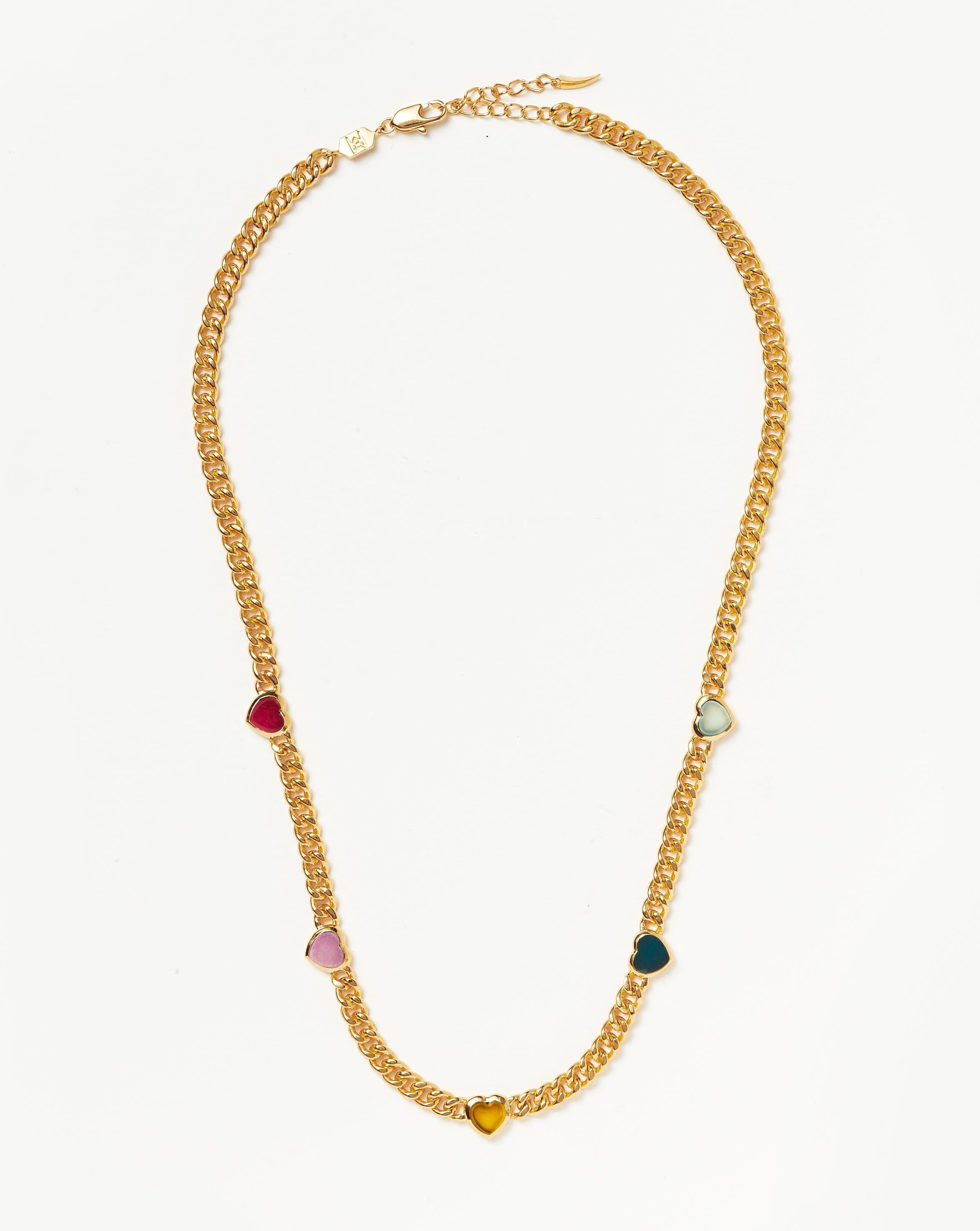 Jelly Heart Gemstone Charm Necklace | 18ct Gold Plated/Multi Quartz