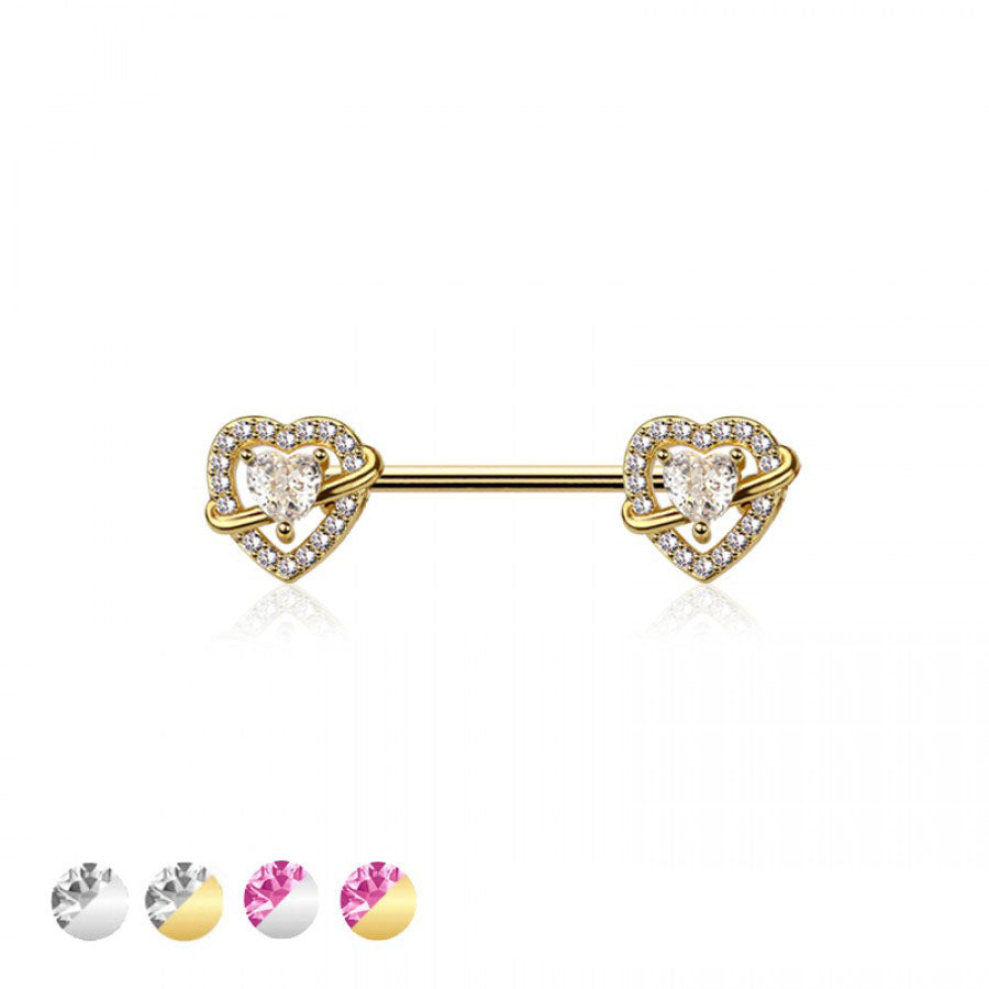 Stellar Heart Nipple Barbell 14g