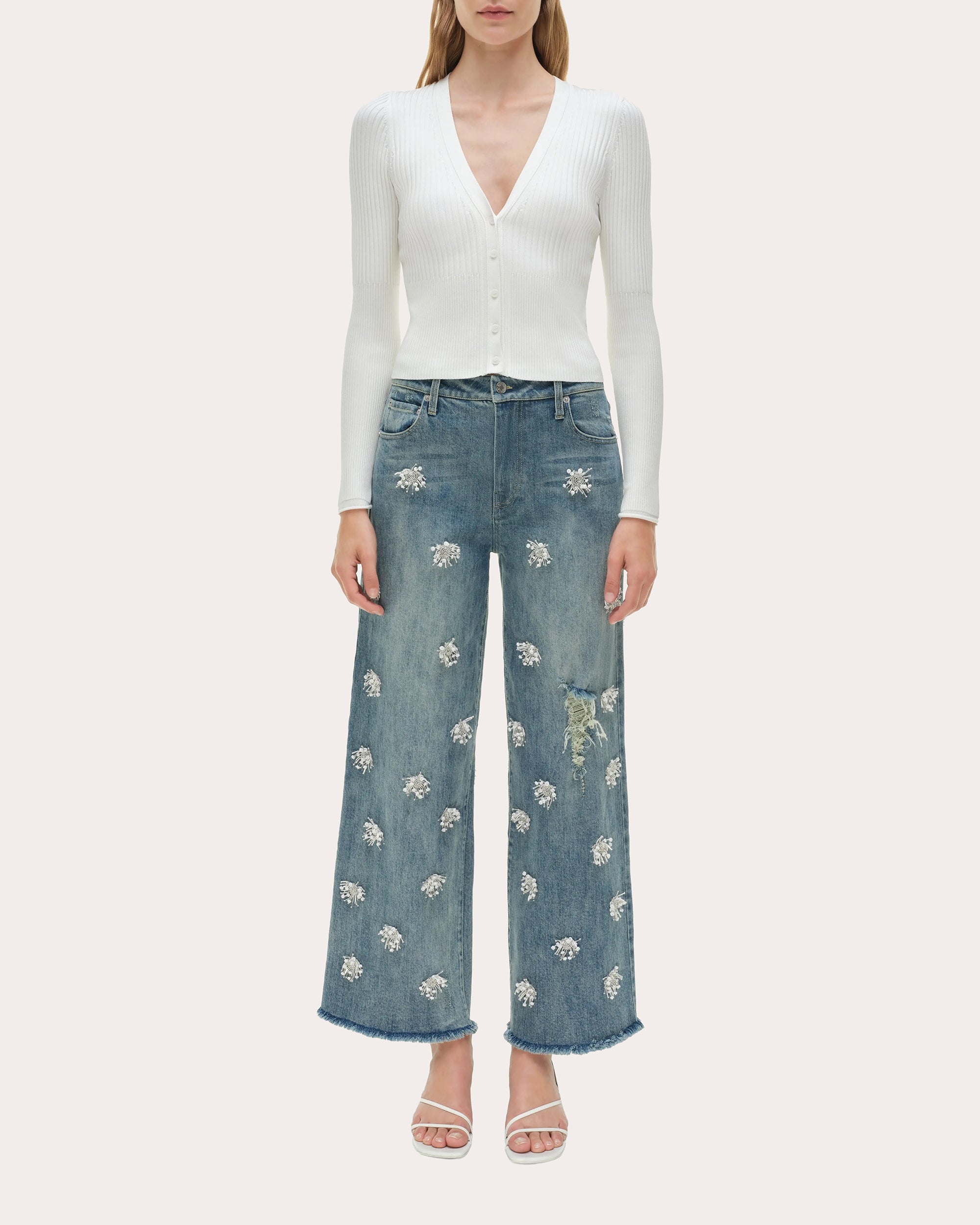 Jude Crystal-Embellished Wide-Leg Crop Jeans
