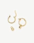 June Birthstone Mini Charm Hoop Earrings | 18ct Gold Vermeil/Rainbow Moonstone