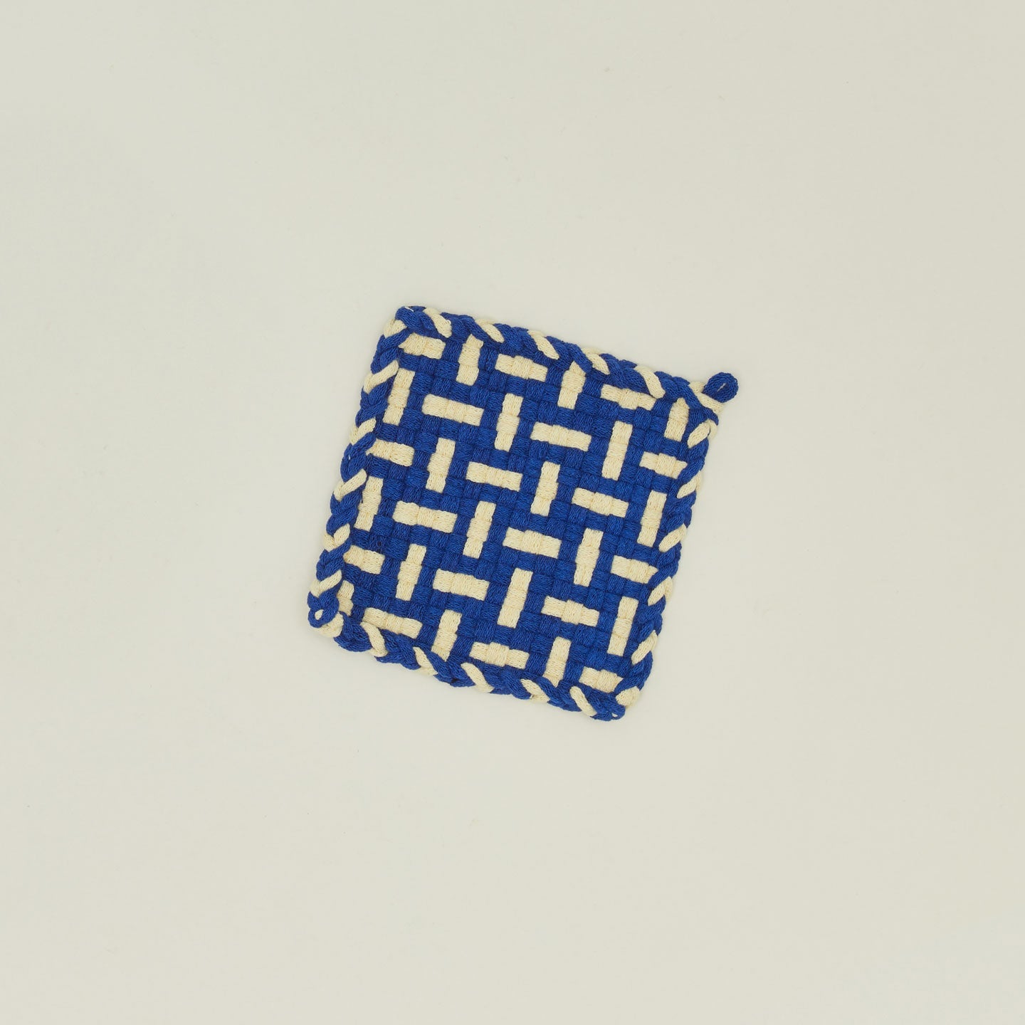 Parquet Handwoven Pot Holder - Blue/Yellow