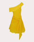 Kavari Satin Drape Asymmetric Mini Dress