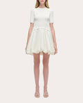 Kenny Knit Taffeta Combo Gathered Mini Dress