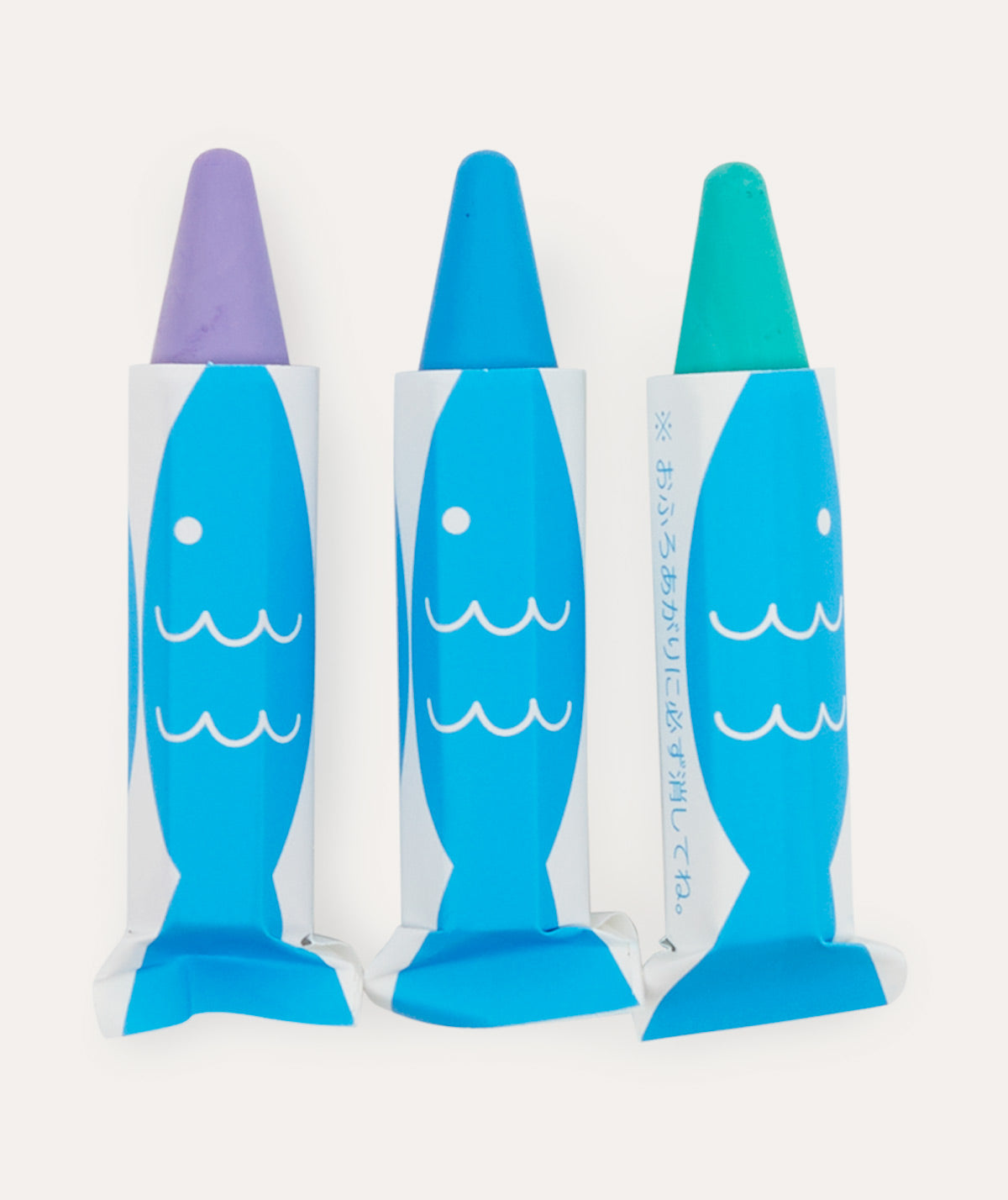 Kitpas Rice Wax Bath Crayons 3 colours Fish (Purple, Blue, Green)