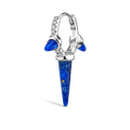 Lapis Triple Long Spike Diamond Eternity Hoop Earring