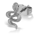 Large Engraved Snake with Black Diamond Eyes Stud Earring