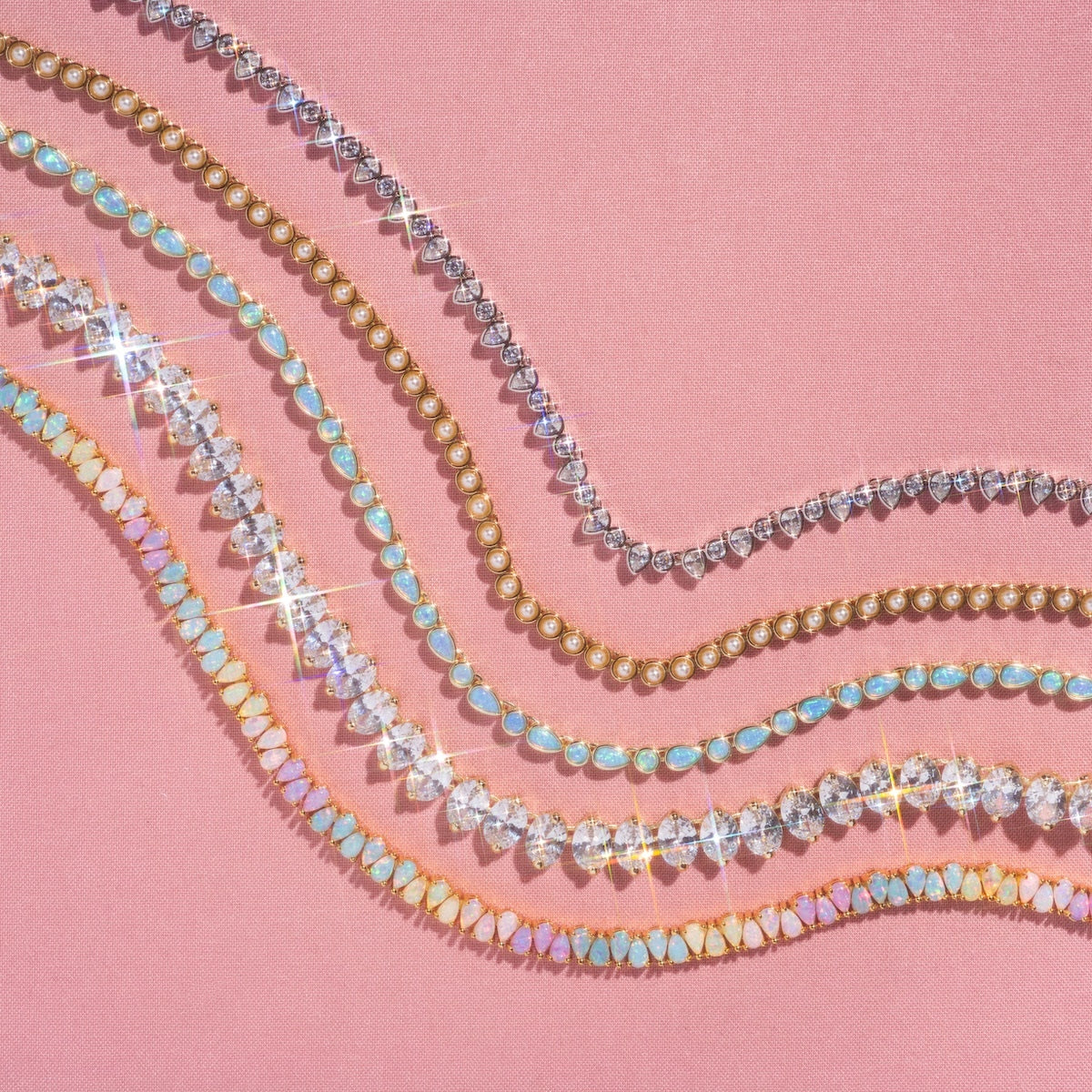 Tennis Necklace in Pearl