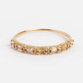 Solid Gold White Topaz Deco Band