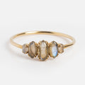 Solid Gold Labradorite Marquise Cluster Ring