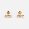 Solid Gold Pearl Bar Flat Back Studs