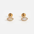 Solid Gold Opal Marquise Flat Back Studs