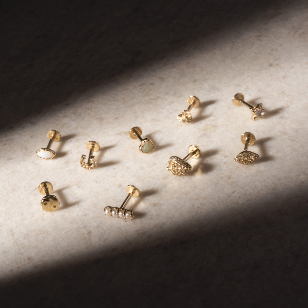 Solid Gold Strawberry Flat Back Studs