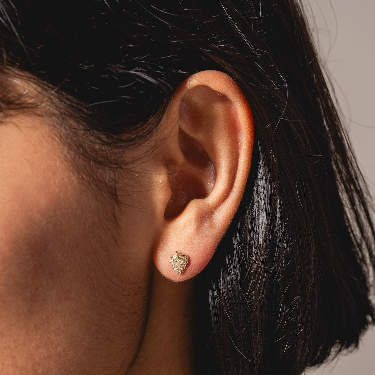 Solid Gold Strawberry Flat Back Studs