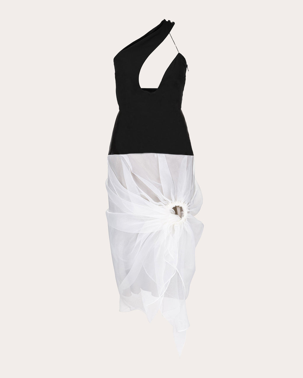 Leila Satin Organza Combo Gathered Flower Dress