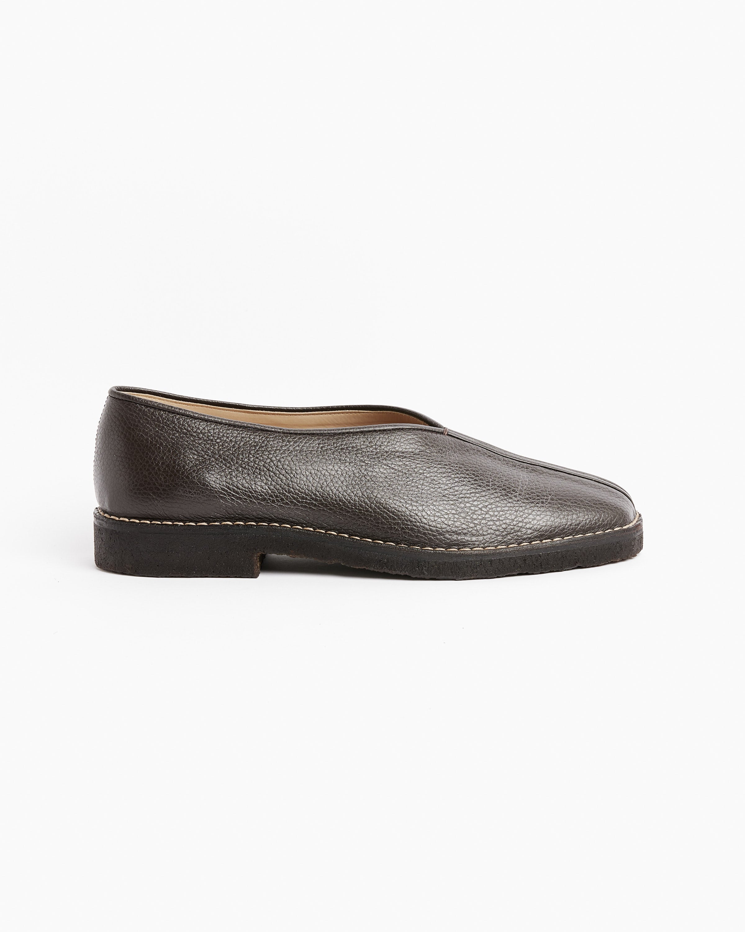 Piped Crepe Slipper in Dark Brown