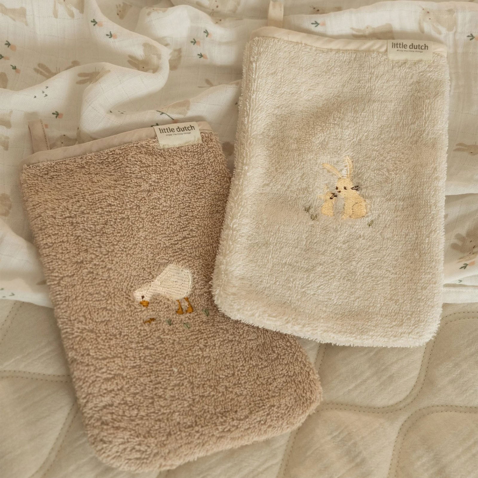 Little Dutch Embroidered Washcloths Set - Baby Bunny
