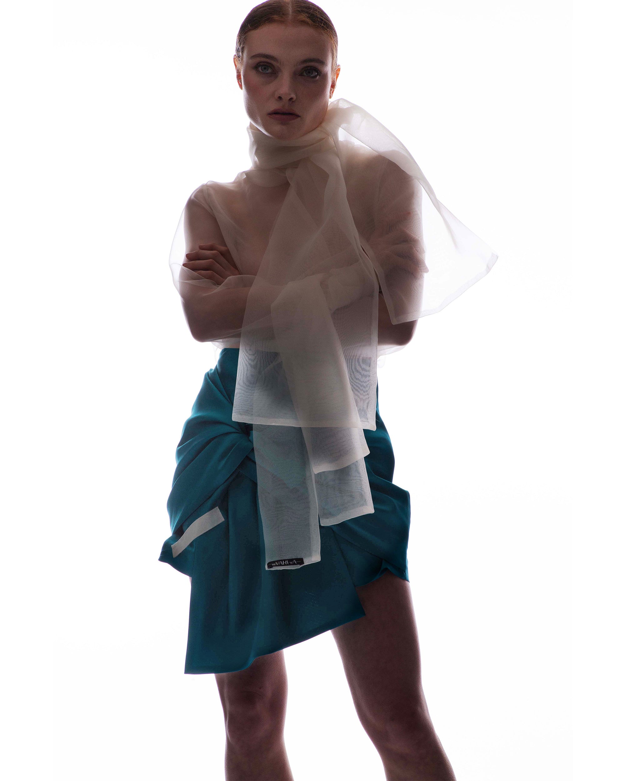 Fatima Sheer Organza Wrap Shirt