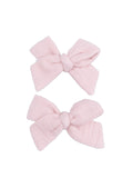2-Pack Hair Bows w/Clips, Lotus Pink