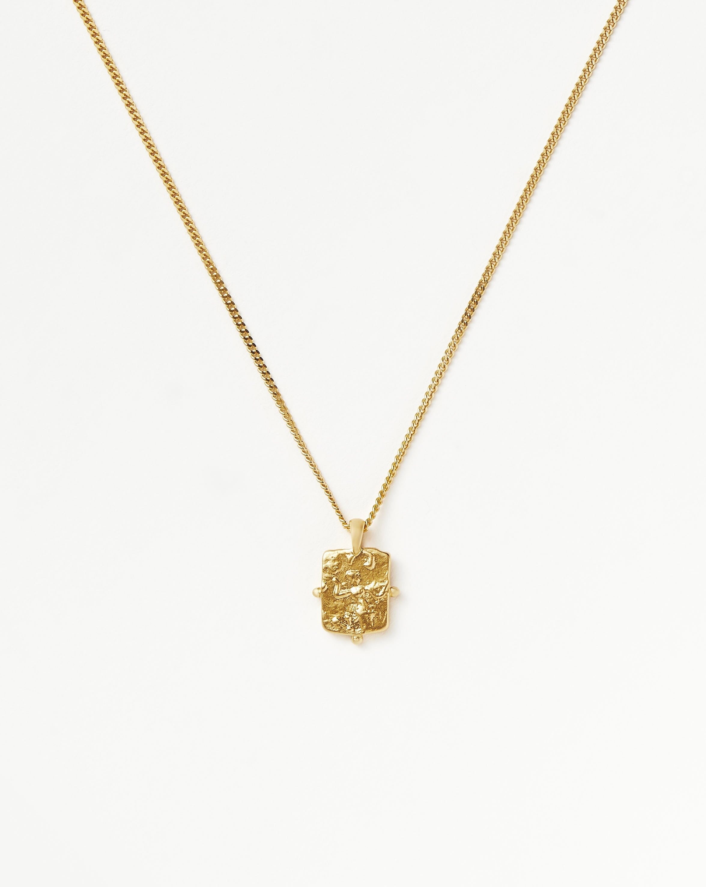 Lucy Williams Engravable Beaded Square Coin Pendant Necklace | 18ct Gold Vermeil