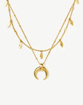 Lucy Williams Horn Necklace & Leaf Charm Choker Set | 18ct Gold Plated Vermeil