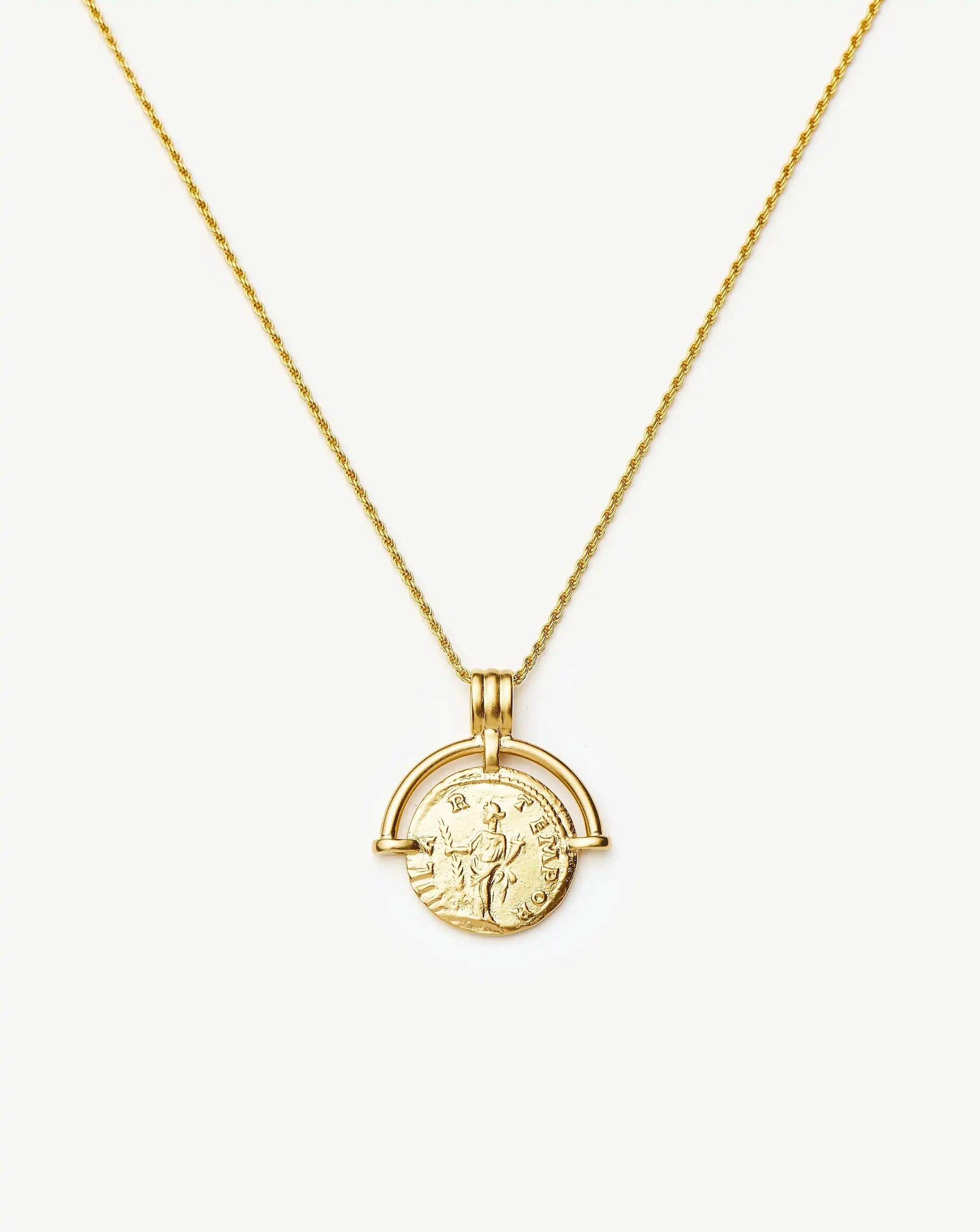 Lucy Williams Long Engravable Roman Arc Coin Necklace