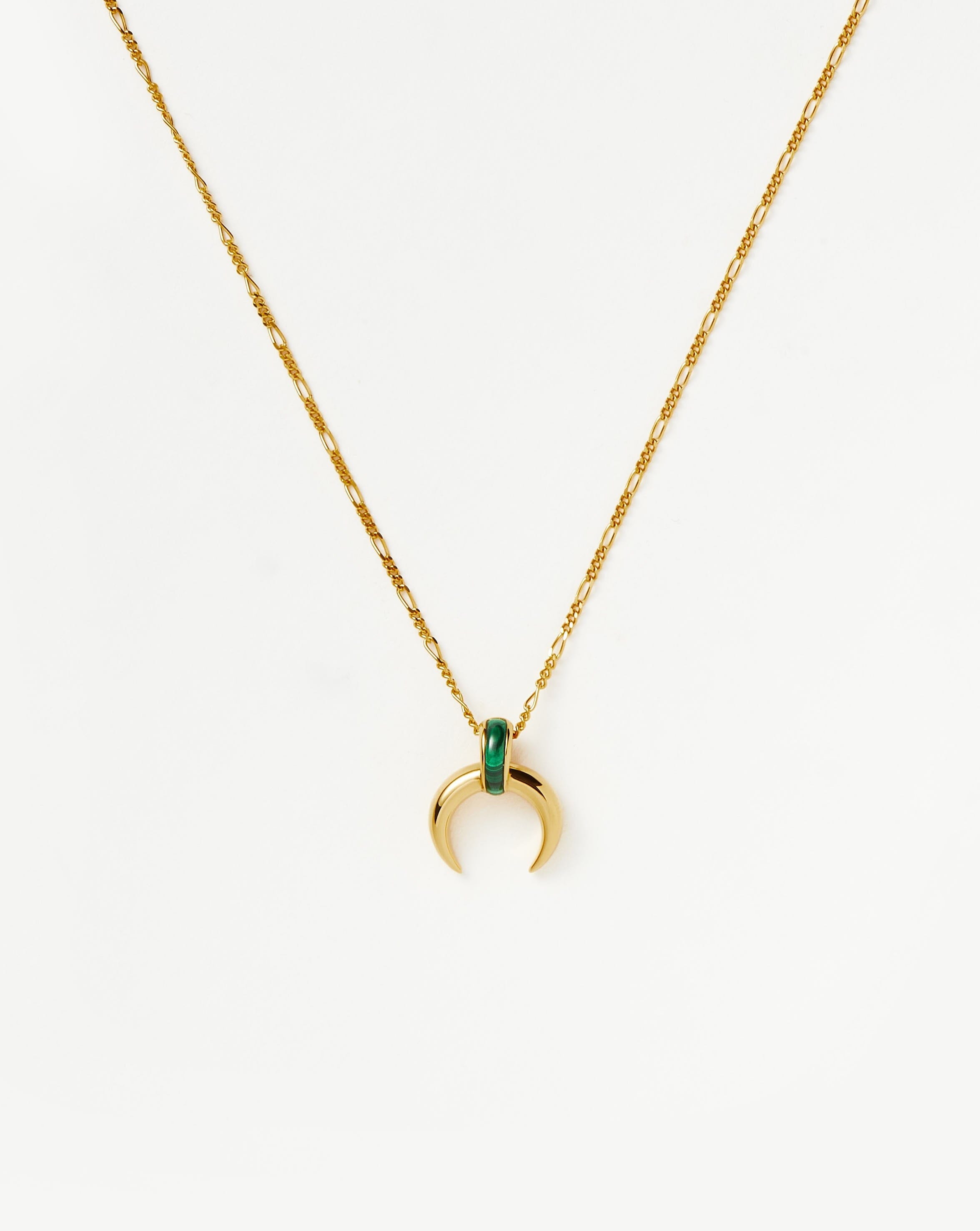 Lucy Williams Malachite Horn Pendant Necklace | 18ct Gold Vermeil/Malachite