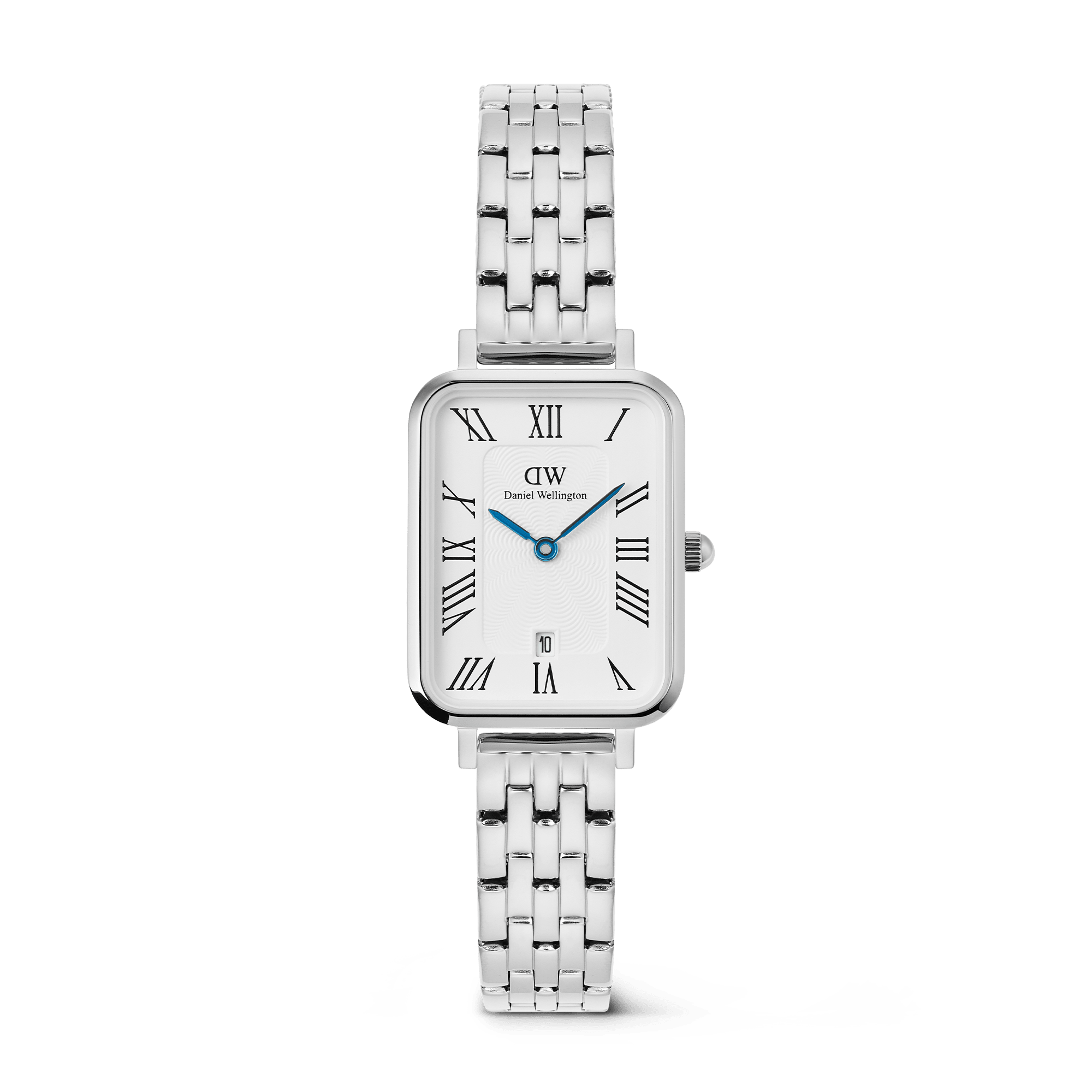 Quadro Roman Numerals Date 5-link Silver
