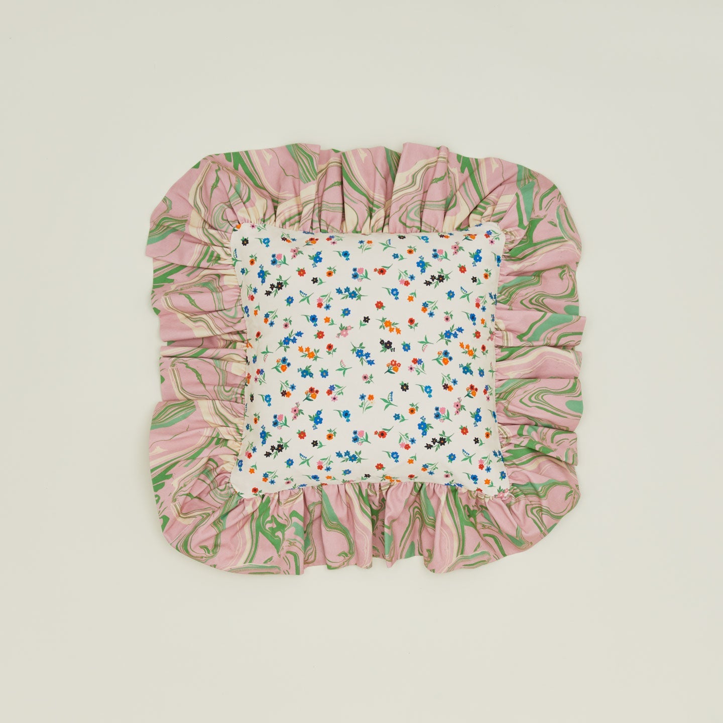 Ruffled Floral Cushion - Peony