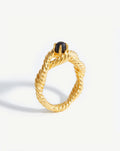 Marina Double Rope Gemstone Ring | 18ct Gold Vermeil/Black Onyx