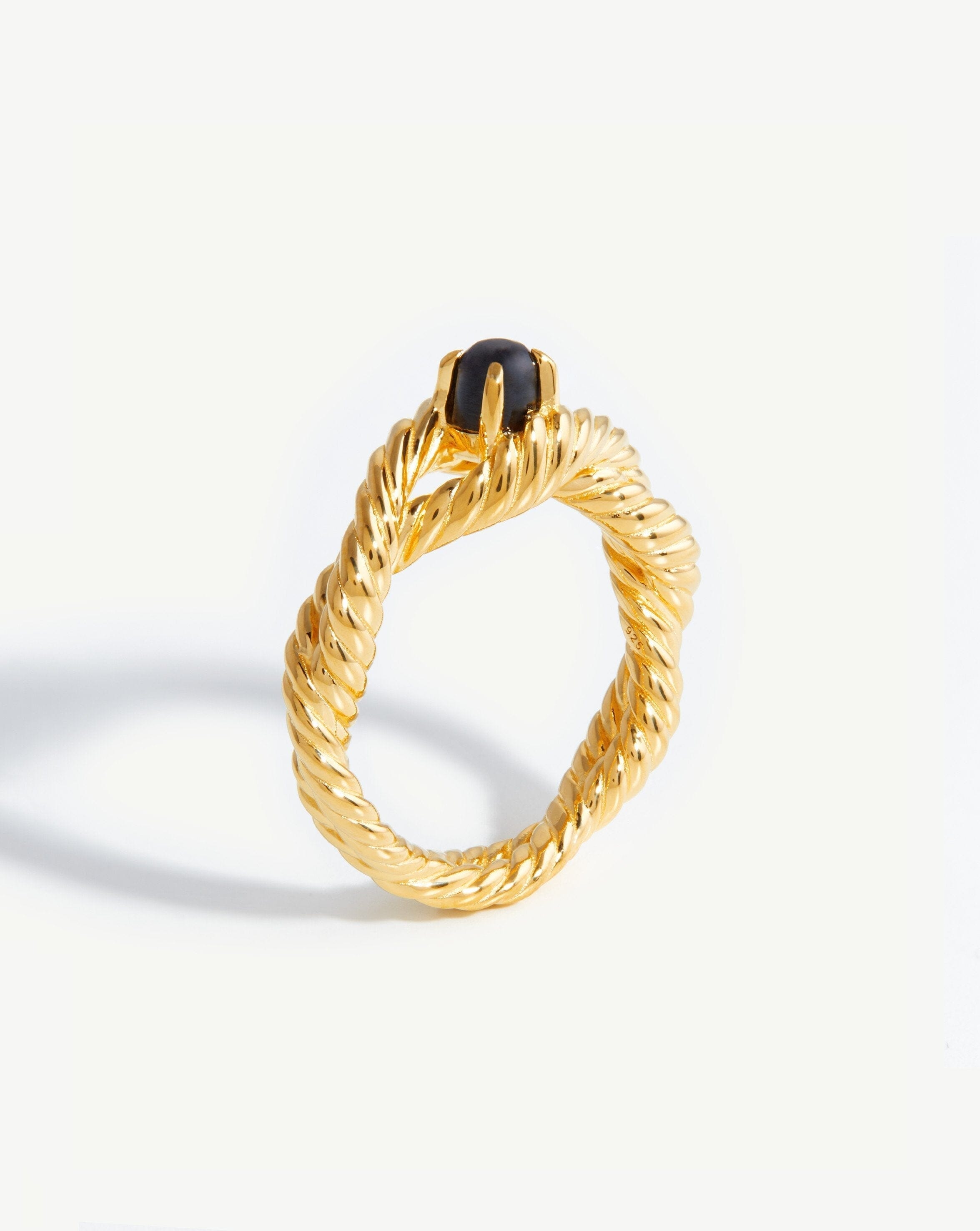 Marina Double Rope Gemstone Ring | 18ct Gold Vermeil/Black Onyx