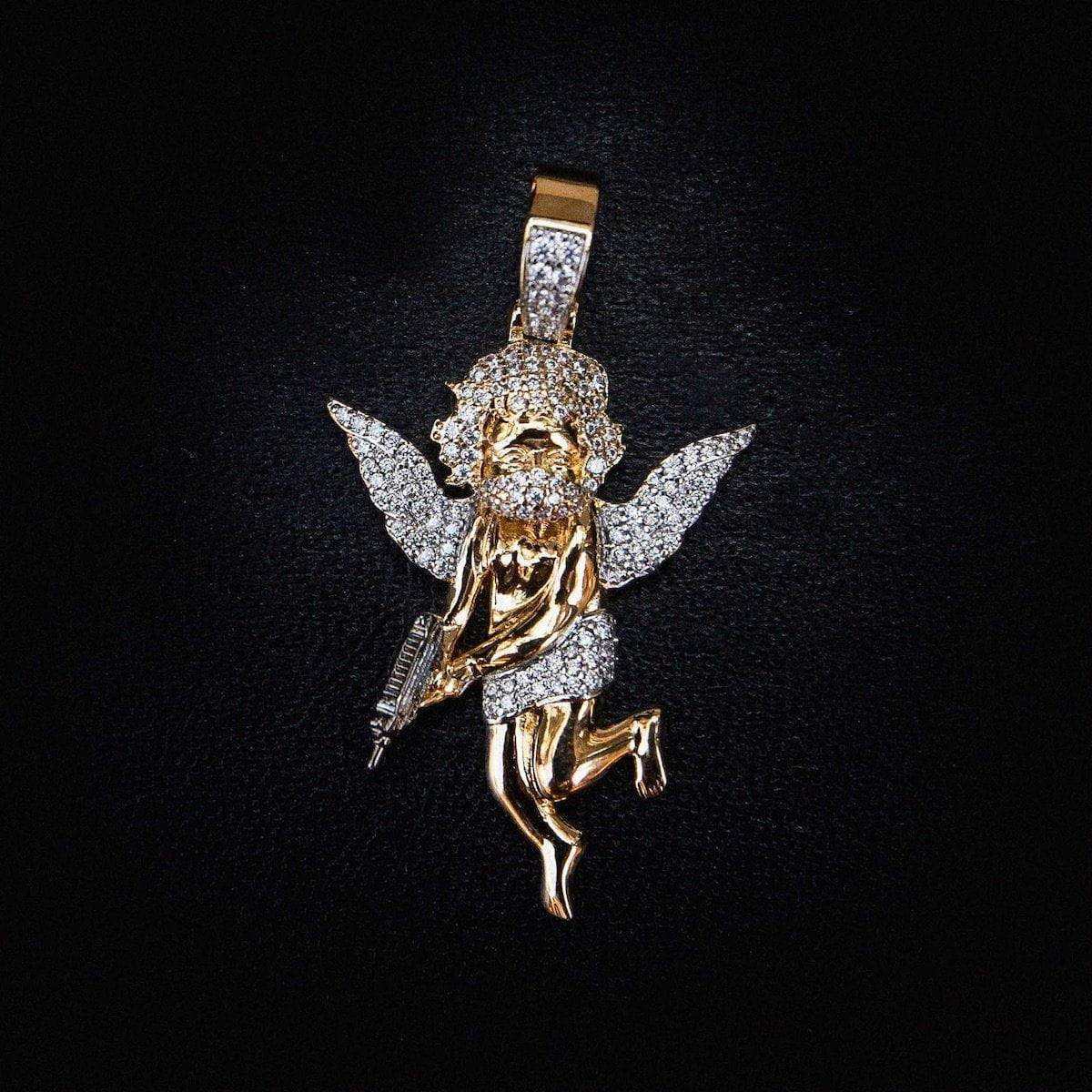 Masked Angel Pendant in Yellow Gold