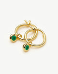 May Birthstone Mini Charm Hoop Earrings | 18ct Gold Vermeil/Green Onyx