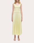 Melanie Pleated Satin Midi Skirt