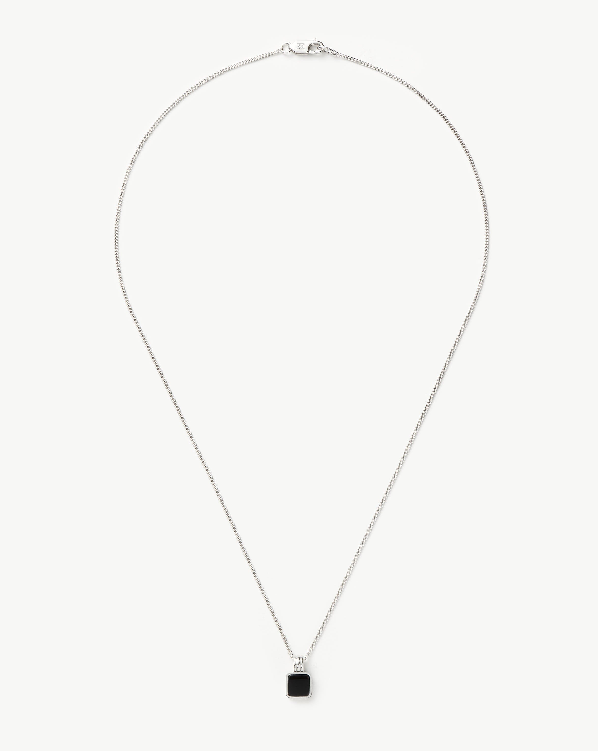 Mens Lucy Williams Square Black Onyx Pendant Necklace