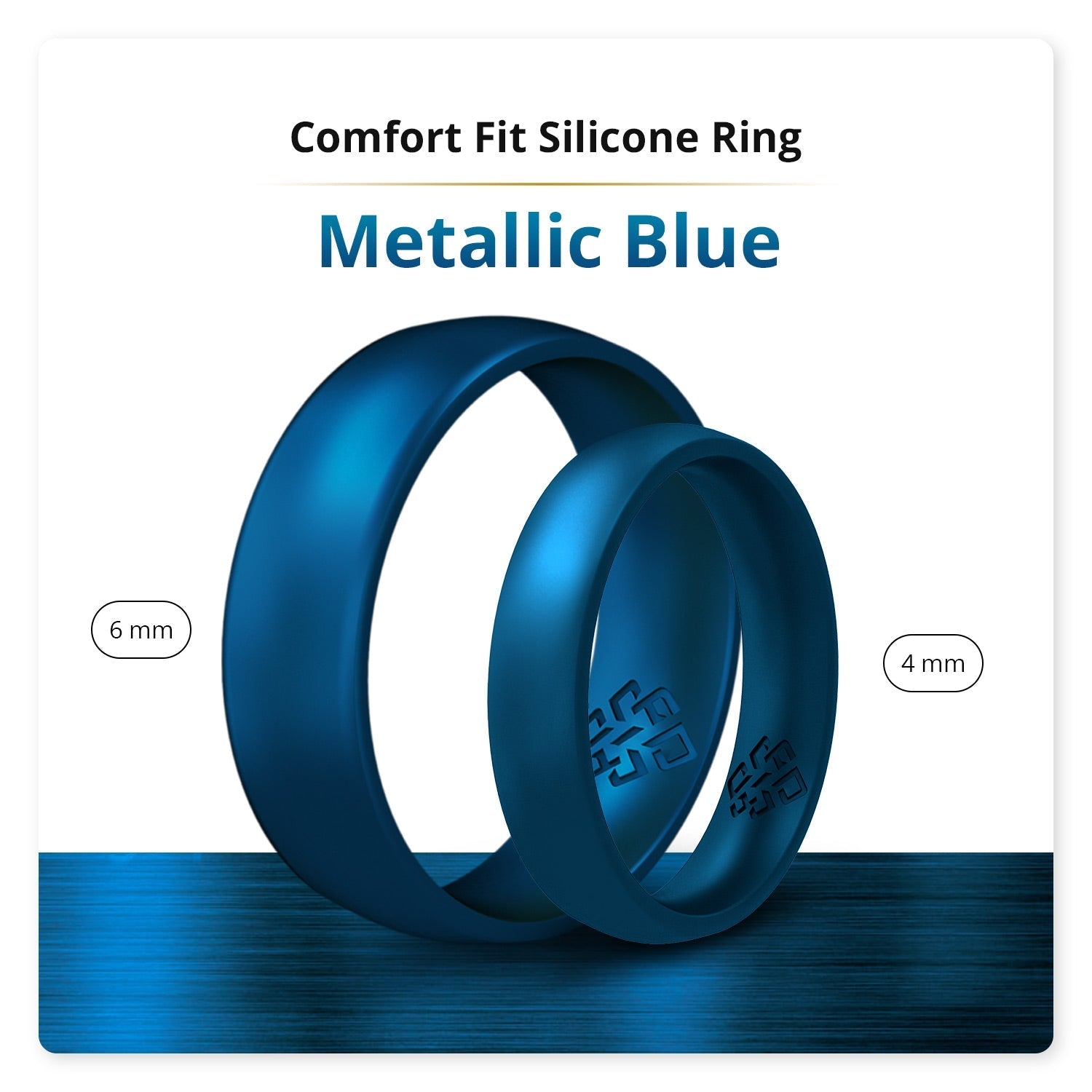 Metallic Blue Breathable Silicone Ring