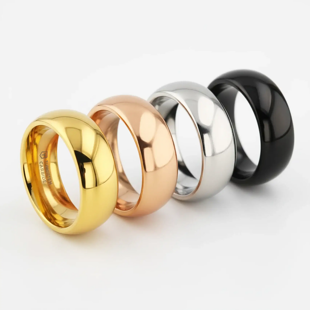 ORO Traditional Domed Gold-Plated Tungsten Carbide Wedding Ring, 4mm–10mm