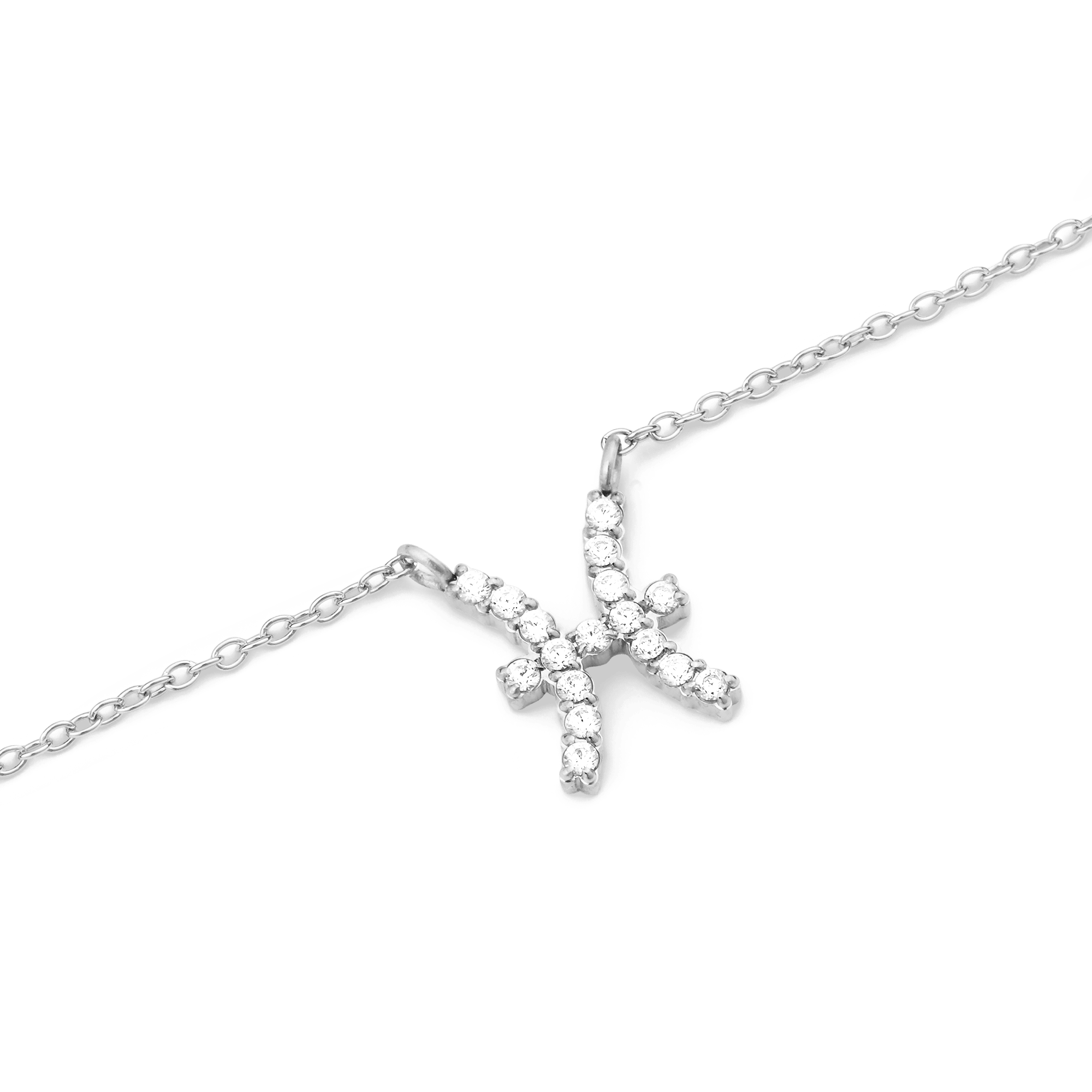 Crystal Zodiac Chain Necklace Silver