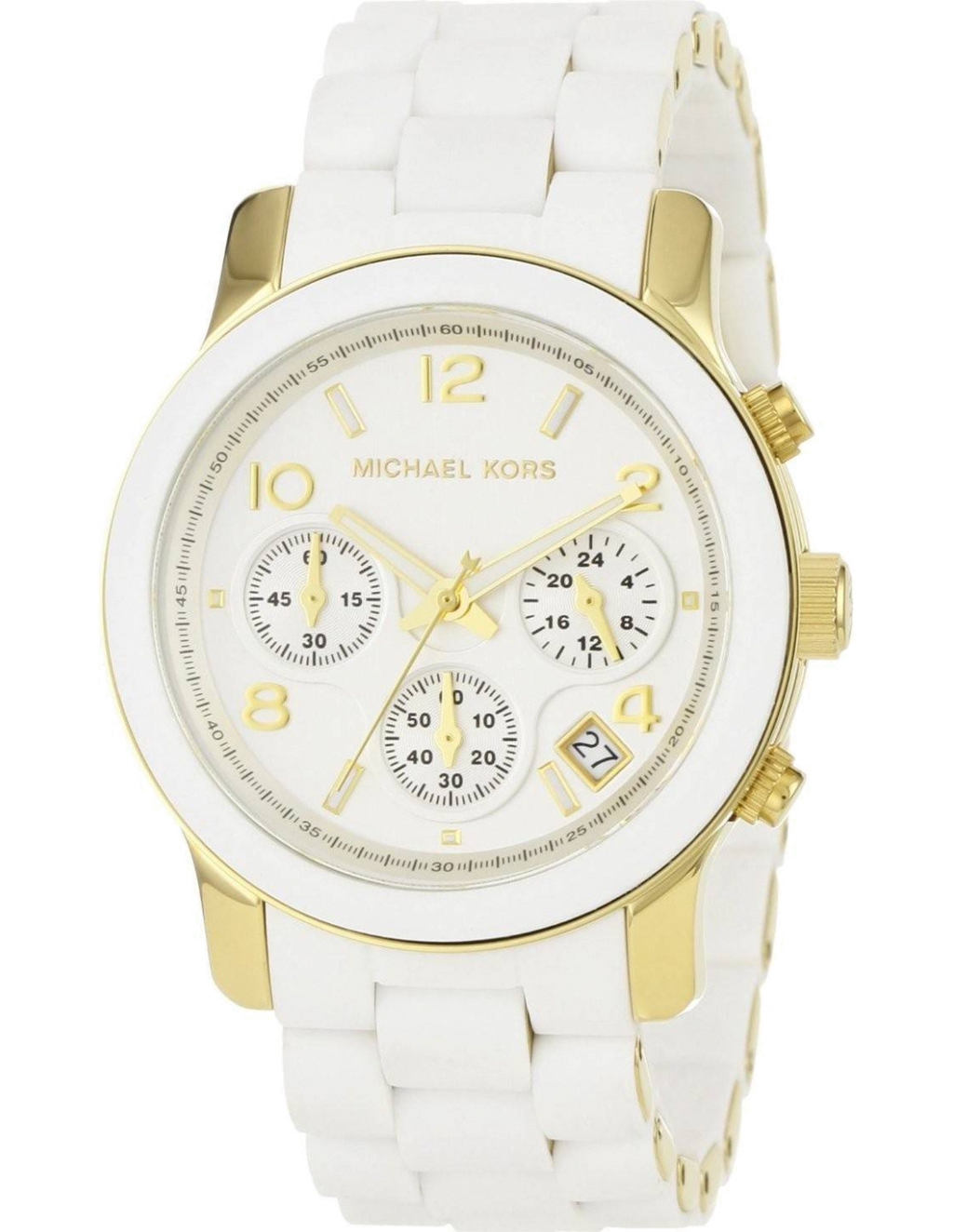 Michael Kors Runway Chronograph White Dial White Steel Strap Watch for Women - MK5145