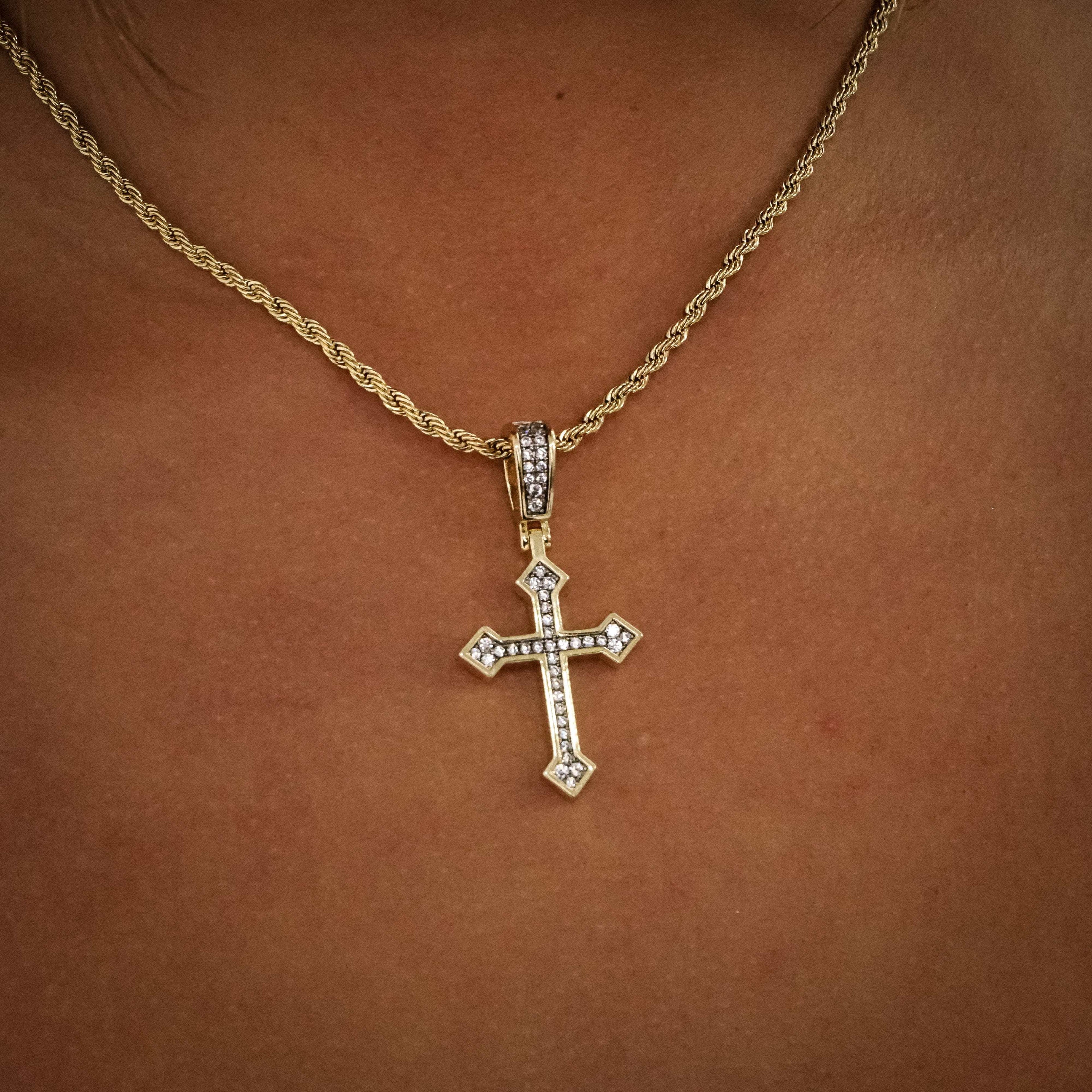 18k Vermeil Iced Celtic Cross in Yellow Gold