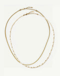 Micro Pearl Beaded & Thin Snake Chain Necklace Set | 18ct Gold Plated/Pearl