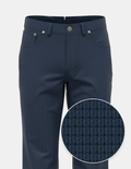 Midnight Navy Gridcheck Stretch Five Pocket