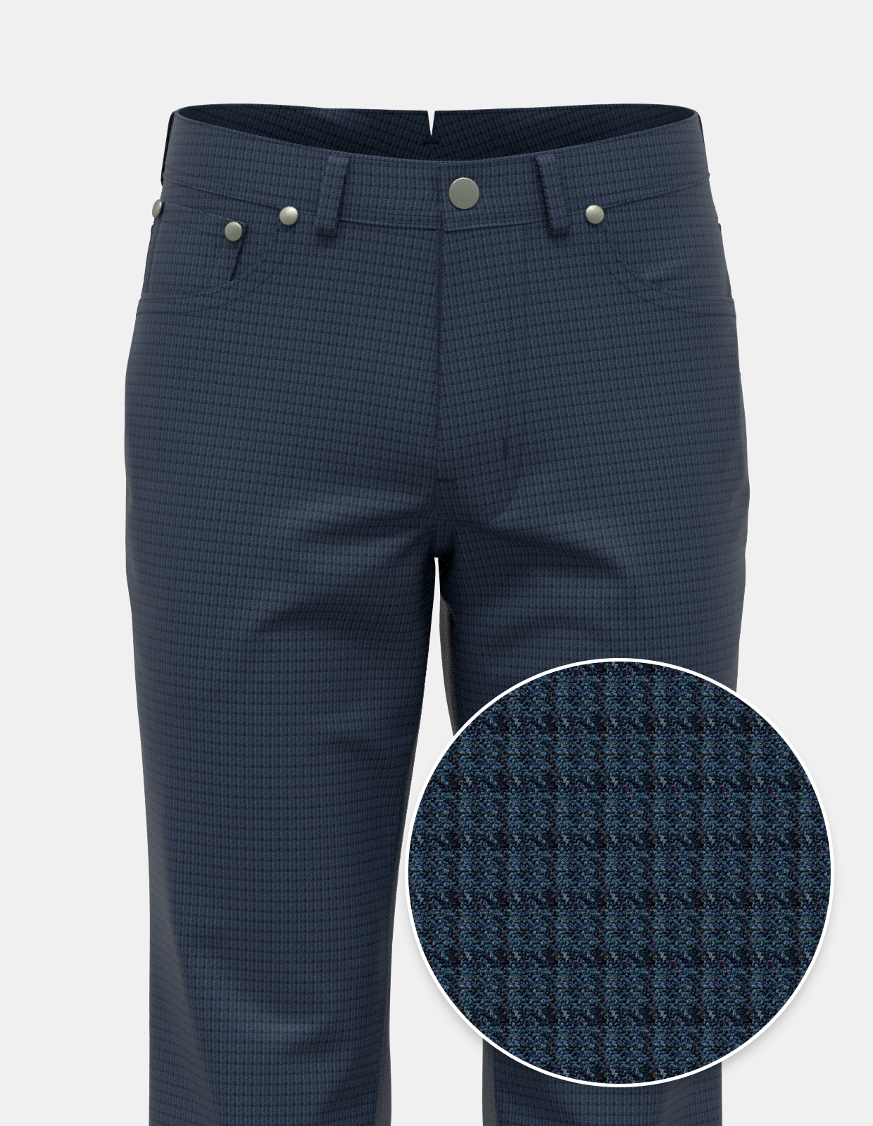 Midnight Navy Gridcheck Stretch Five Pocket