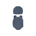 Navy Romper & Bonnet Set - 12" Knit Doll Outfit