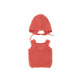 Red Romper & Bonnet Set - 12" Knit Doll Outfit