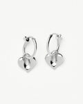 Molten Heart Charm Hoop Earrings | Sterling Silver